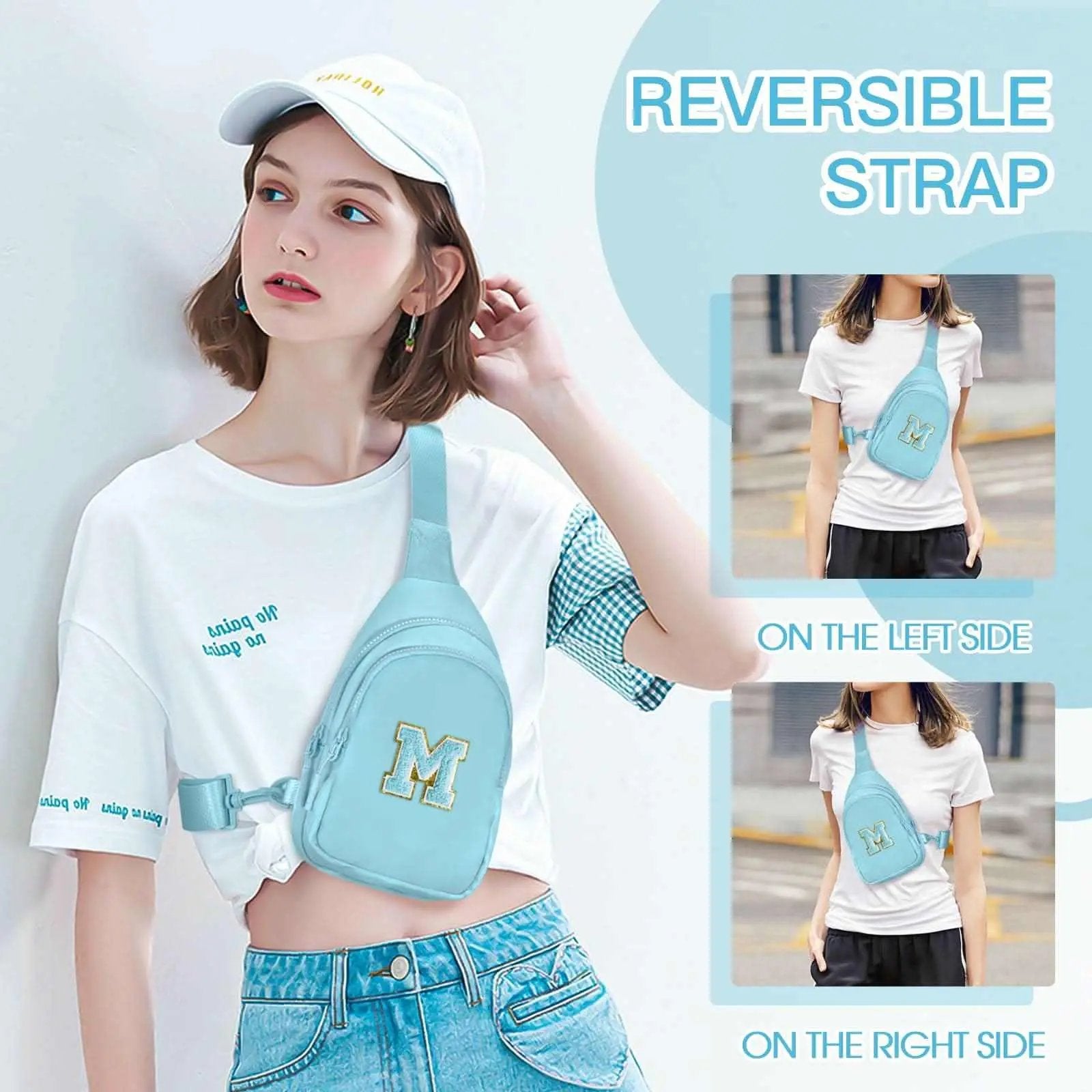 Small Initial Sling Bag Crossbody Bag Fanny Pack for Girls Women Cute Chest Bag Cross Body Bag Personalized Gift - Love Salve